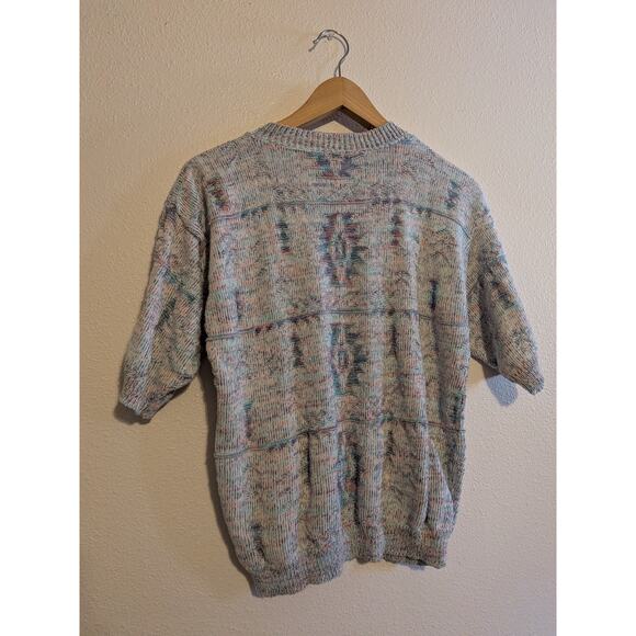 Vintage pastel Aztec pattern short sleeve sweater - Picture 6 of 6